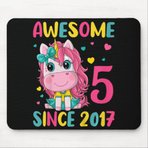 Kids 5th Birthday Party Unicorn Girl 5 Years Old B Mouse Pad