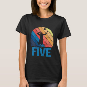 Kids 5th Birthday Retro Volleyball 5 Years Old Boy T-Shirt