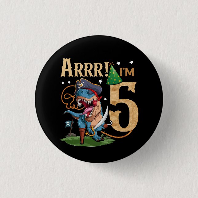 Kids 5th Birthday Shirt Boy 5 Year Old Pirate T Re Button (Front)