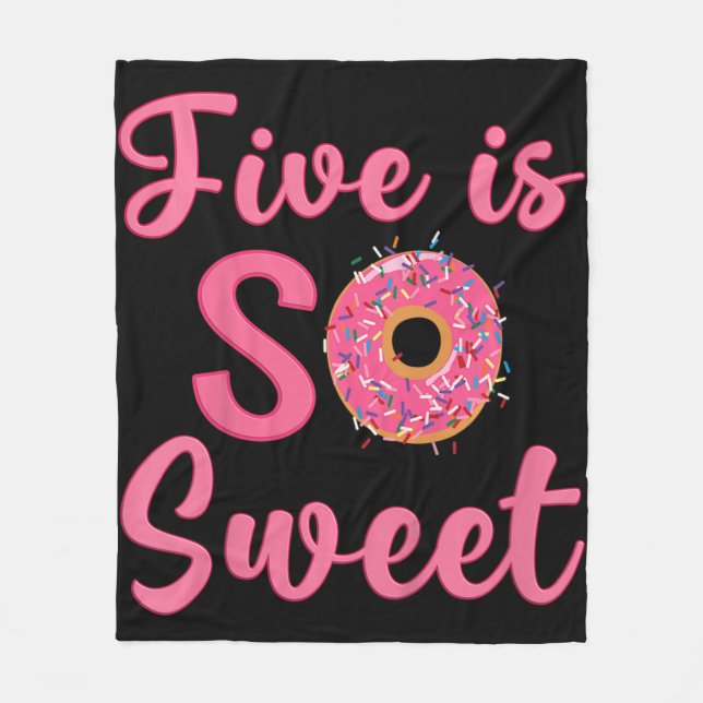 Kids 5th Donut Birthday Party Five Year Old Sweet  Fleece Blanket (Front)