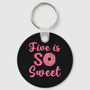 Kids 5th Donut Birthday Party Five Year Old Sweet  Keychain