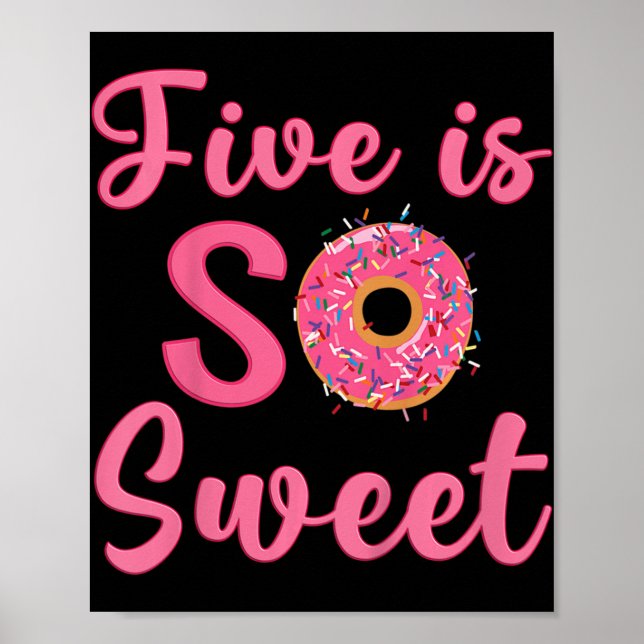 Kids 5th Donut Birthday Party Five Year Old Sweet  Poster (Front)