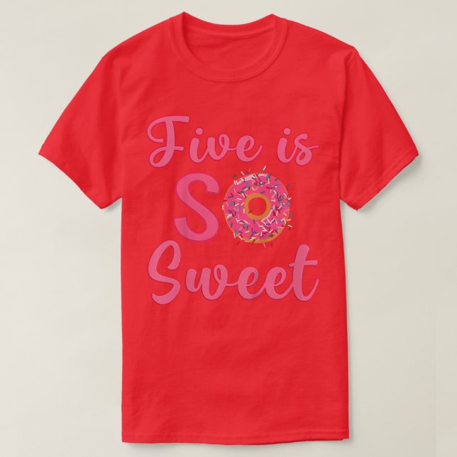 Kids 5th Donut Birthday Party Five Year Old Sweet  T-Shirt (Design Front)