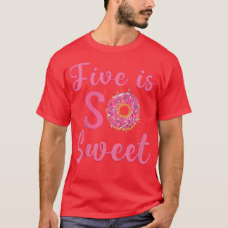 Kids 5th Donut Birthday Party Five Year Old Sweet T-Shirt