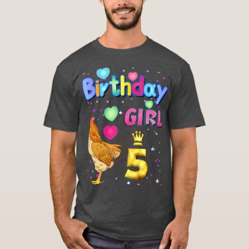 Kids 5Years Old Chicken Its my 5th birthday Girl C T_Shirt