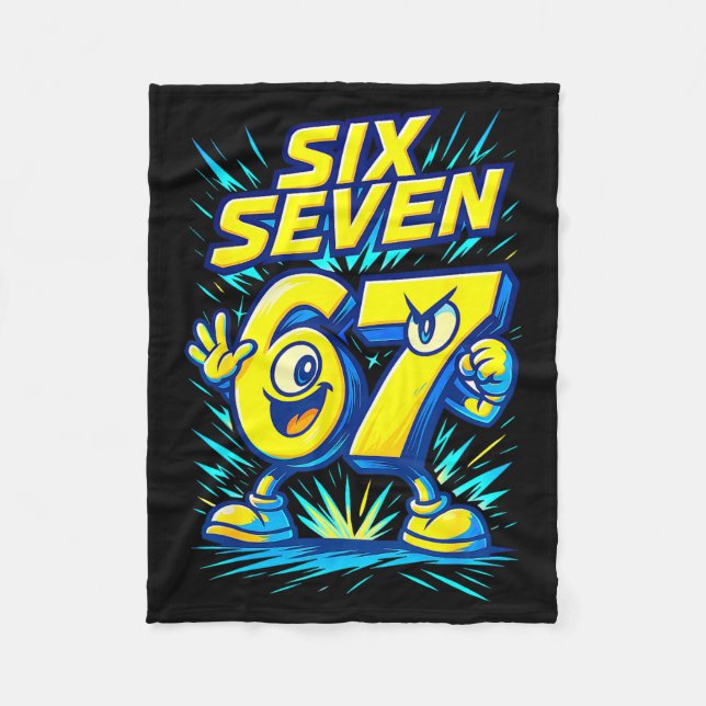Kids 67 Six Seven Italian Brainrot 6 7 Funny Meme  Fleece Blanket (Front)