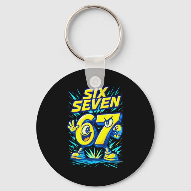 Kids 67 Six Seven Italian Brainrot 6 7 Funny Meme  Keychain (Front)