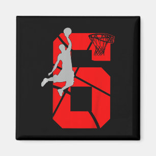Kids 6 Year Old 6th Basketball Birthday PartyTheme Magnet