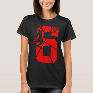 Kids 6 Year Old 6th Basketball Birthday PartyTheme T-Shirt