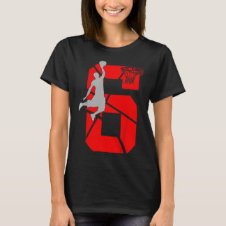 Kids 6 Year Old 6th Basketball Birthday PartyTheme T-Shirt