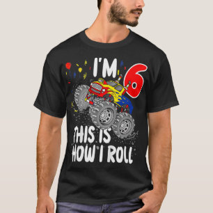 Kids 6 Year Old  6th Birthday Boy Monster Truck Gi T-Shirt