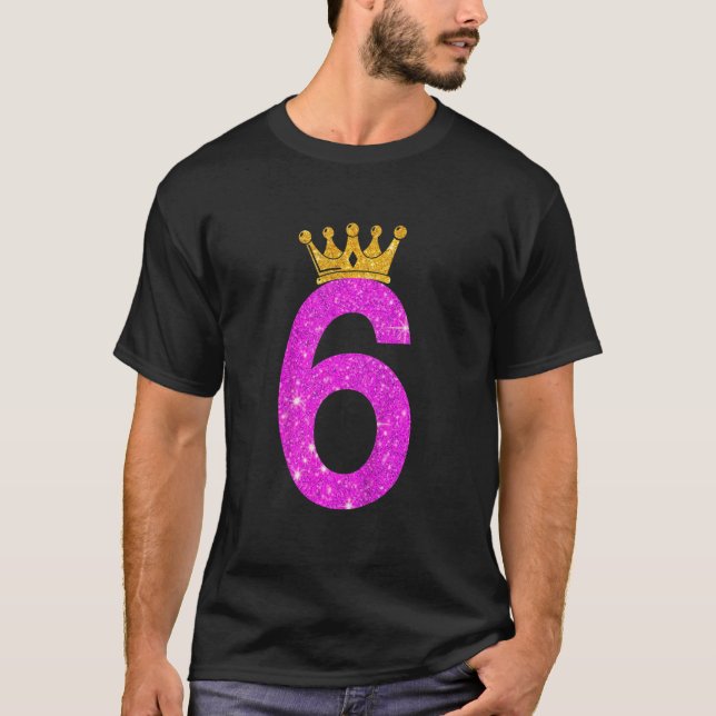 Kids 6 Year Old  6th Birthday Girl Teens golden cr T-Shirt (Front)