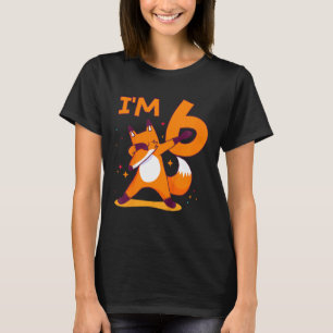 Kids 6 Year Old Animal  Dabbing Fox 6th Birthday T-Shirt