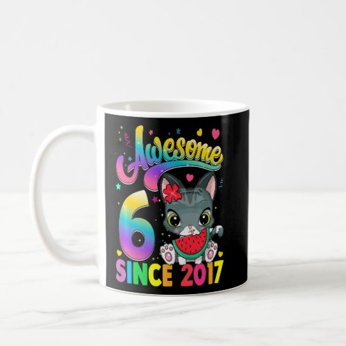 Kids 6 Year Old Cat Awesome Since 2017 Cat 6th Bir Coffee Mug