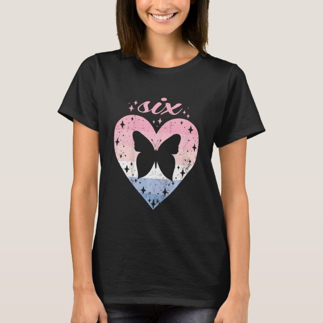 Kids 6 Year Old Cute Butterfly Birthday Girl 6th B T-Shirt (Front)