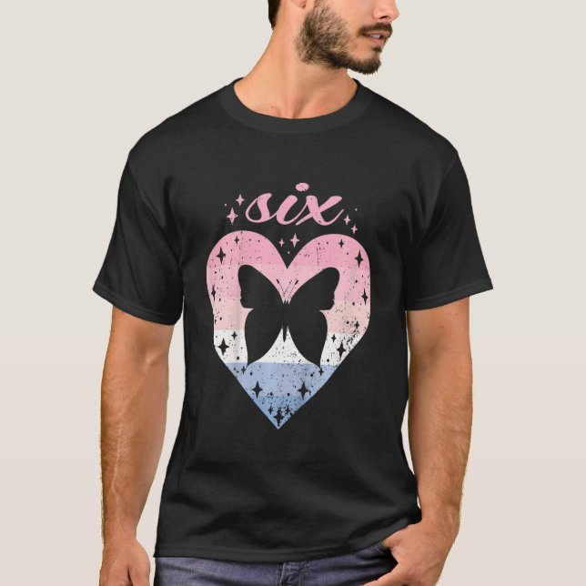 Kids 6 Year Old Cute Butterfly Birthday Girl 6th B T-Shirt (Front)