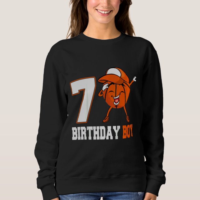 Kids 6 Year Old  Dabbing Basketball 6th Birthday B Sweatshirt (Front)