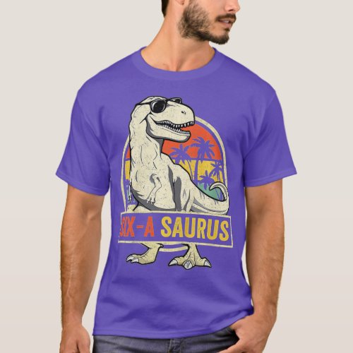 Kids 6 Year Old Dinosaur Birthday 6th T Rex Dino S T_Shirt