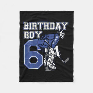 Kids 6 Year Old Ice Hockey Goalie Themed Birthday Fleece Blanket