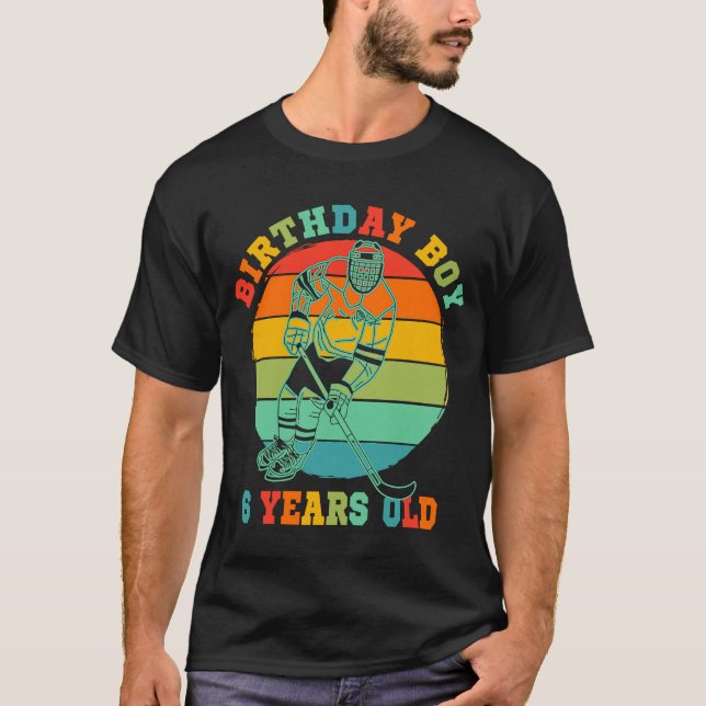 Kids 6 Year Old Ice Hockey Retro Birthday Party 6t T-Shirt (Front)