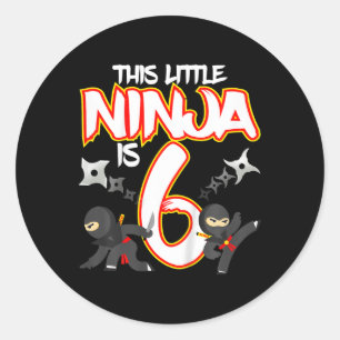 Kids 6 Year Old Ninja Birthday Party Martial Arts Classic Round Sticker