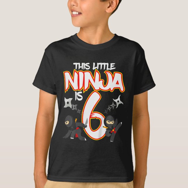 Kids 6 Year Old Ninja Birthday Party Martial Arts  T-Shirt (Front)
