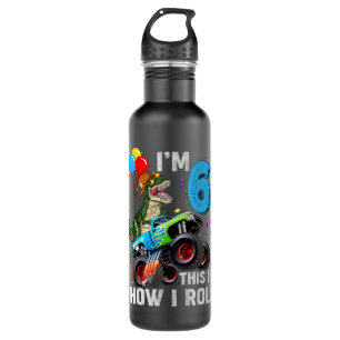 Kids 6 Year Old T Rex Dinosaur Monster Truck 6th B Stainless Steel Water Bottle