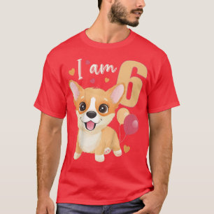 Kids 6 Years old 6 birthday outfit Boy girl Corgi T-Shirt