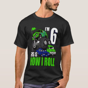Kids 6 Years Old 6th Birthday Monster Trucks  Boys T-Shirt