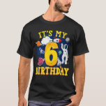 Kids 6 Years Old Astronaut Outer Space 6th Birthda T-Shirt