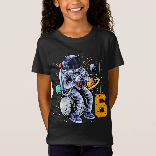 Kids 6 Years Old Birthday Boy Astronaut Gifts Spac T_Shirt