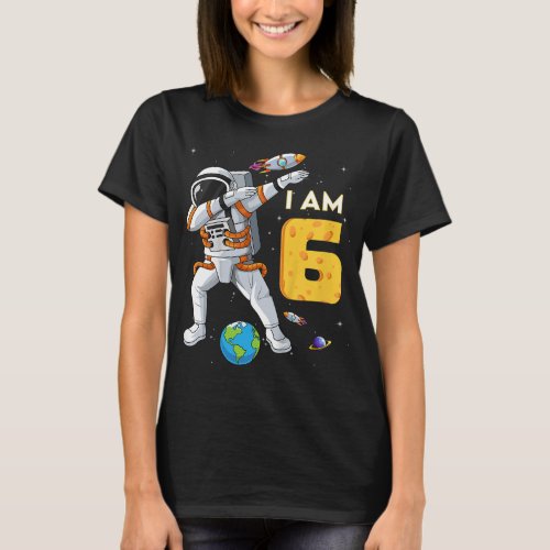 Kids 6 Years Old Birthday Boy Astronaut Space 6th  T_Shirt