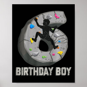 Kids 6 Years Old Rock Climbing 6th Birthday Advent Poster
