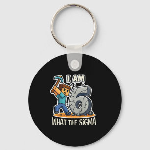 Kids 6 Years Old Sigma Pixel Art Mining Gamer Birt Keychain