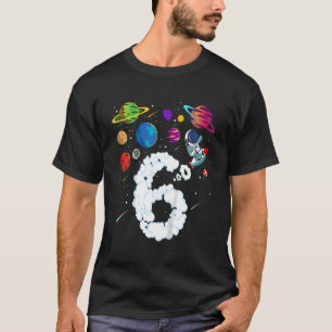 Kids 6 Years Old sixth Birthday Boy Space Astronau T-Shirt