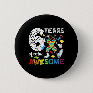 Kids 6th Autism Birthday Party Six Year Old Autist Button