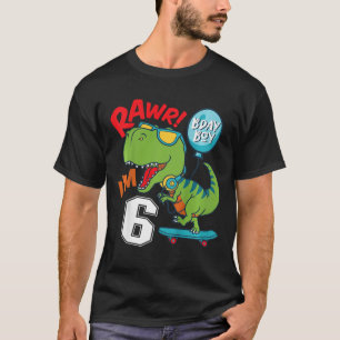 Kids 6th Birthday 6 Year Old Boy T-rex Skateboardi T-Shirt