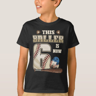 Kids 6th Birthday Baseball Boy Six Year Old T-Shirt