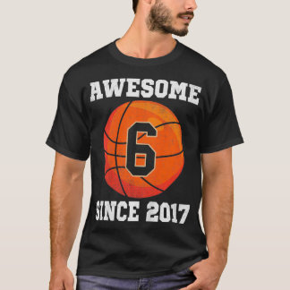 Kids 6th Birthday Basketball Lover 6 Years Old Vin T-Shirt