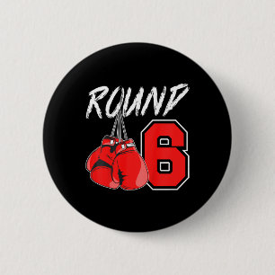 Kids 6th Birthday Boxing Boy 6 Year Old Boxer Bday Button