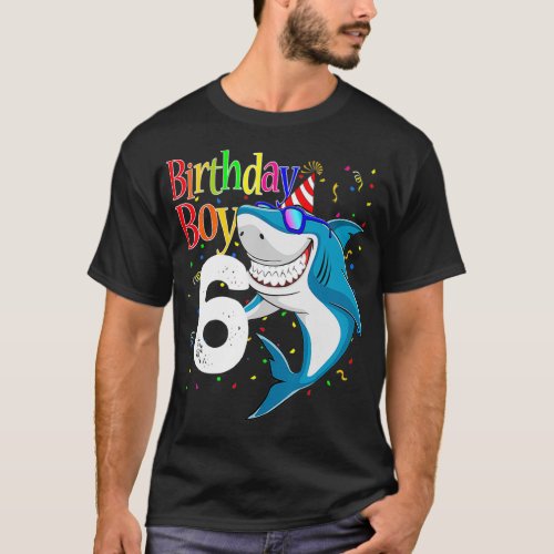 Kids 6th Birthday Boy Shark s JawSome Six  Boys  T_Shirt