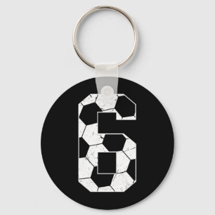 Kids 6th Birthday Boy Soccer Player Footbyll 6 Yea Keychain