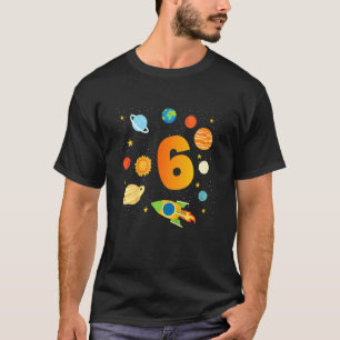 Kids 6th Birthday Boys 6 Years Planets Space Birth T-Shirt