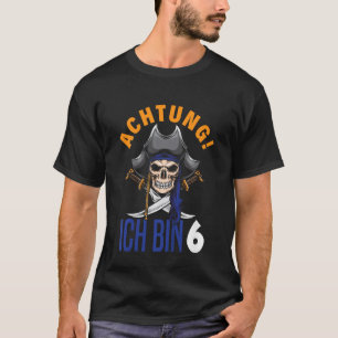 Kids 6th Birthday Boys 6 Years Skull Pirate Birthd T-Shirt