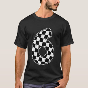 Kids 6th Birthday Checkered Number 6 Car Racing Fl T-Shirt