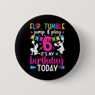 Kids 6th Birthday Cheerleading Girl Six Year Old C Button