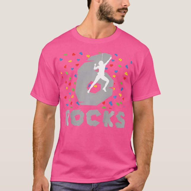 Kids 6Th Birthday Climbing Six Year Old Rock Climb T-Shirt (Front)