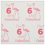 Kids 6th Birthday Cute Pink Flamingo Fabric