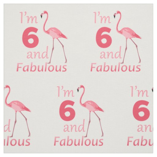 Kids 6th Birthday Cute Pink Flamingo Fabric