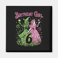 Kids 6th Birthday Witch Pink And Green 6 Years Old